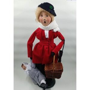 Vintage Byers Choice The Carolers Nanny With Baby Basket 1996 USA Figurine Doll